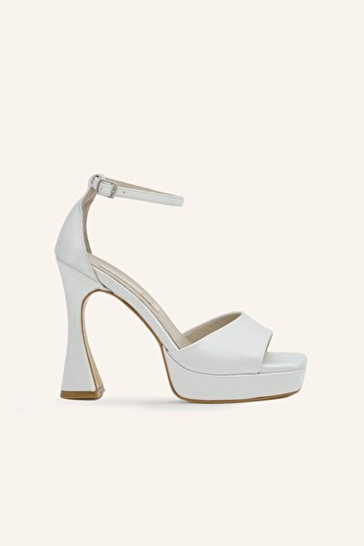 MARCATELLI Beyaz Saten Stefano Platform Topuklu Gelin Ayakkabısı