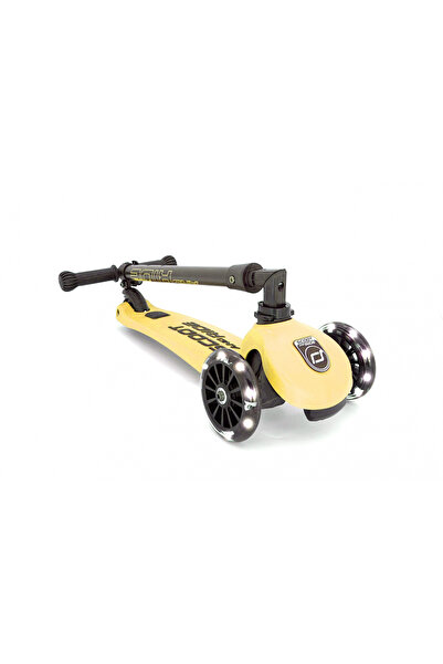 SCOOT AND RIDE Foldable, adjustable scooter, light-up wheels, Highwaykick 3 Led Lemon, 3-6 years, up to 50 kg,