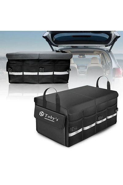 TOBYS Waterproof Foldable Car Trunk Organizer – Multi-Compartment Storage with Cover