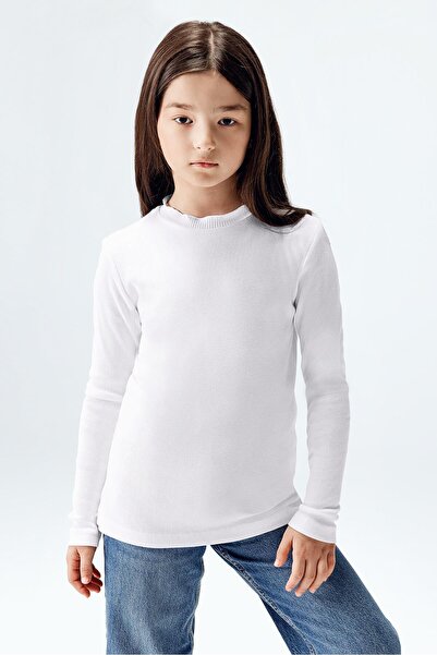 Brix Fata material reiat Maneca lunga tricou Culoare alb