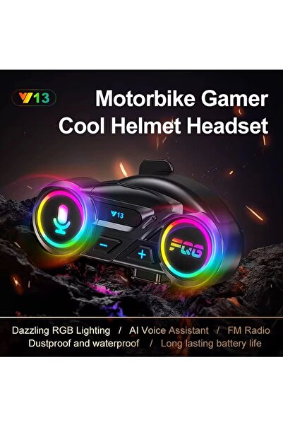 Vothoon Y13 Motor Kask Kulaklık RGB Modlu Radyolu Motosiklet Kulaklık 5.3 Bluetooth Intercom
