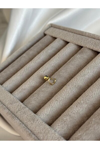 Jarse Jewelry 925 Ayar Gümüş 14k Altın Kaplama İçi Boş Kalp Tragus Helix Kıkırdak Conch Piercing