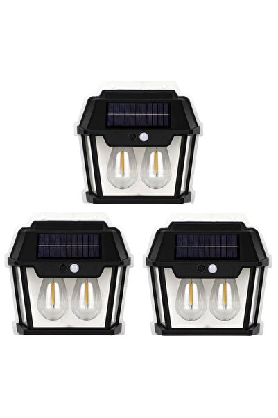 Promagg Set 3 lămpi solare de perete cu 2 becuri LED tip clasic cu senzor de ...