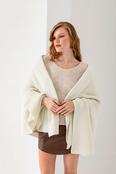 T Crazy T-Crazy Glitter Detailed Soft Textured Winter Knitwear Shawl, Washable Knitted Shoulder Shawl