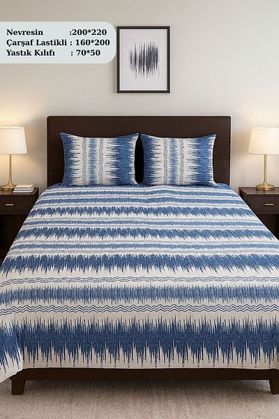 MixCotten Home Double Duvet Cover Set Fitted Sheet + Duvet Cover + 2 Pillowcases