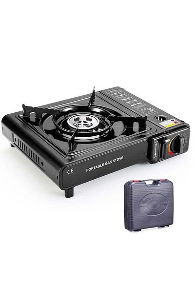 Generic A Portable Gas Stove For Trips And Camping That Works On A Home Gas Cylinder And Small Gas Cans