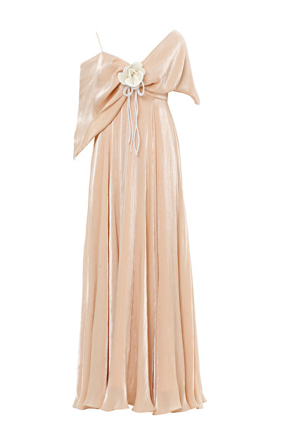 GİZİA Omuz Drapeli Turuncu Elbise