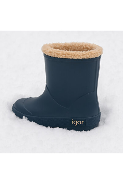 IGOR unisex çocuk lacivert kürklü bot , YOGI BORREGUITO kürklü kar botu, yağmur botu , su geçirmez