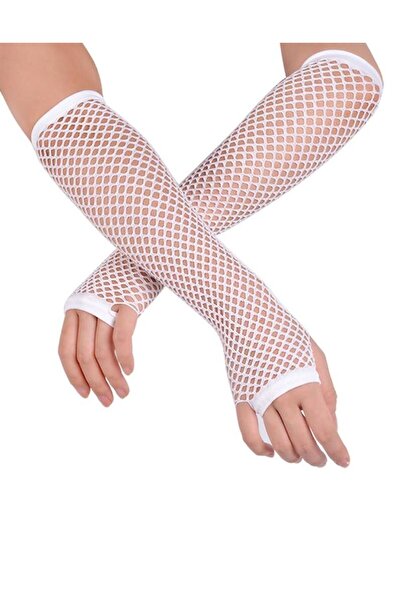 Skygo Long Mesh Knitted Gloves White Color