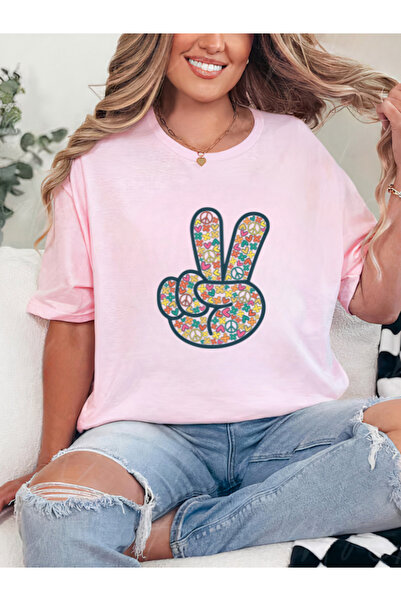 Sarah's Boutique Tricou de damă – 100% bumbac – PACE ȘI IUBIRE