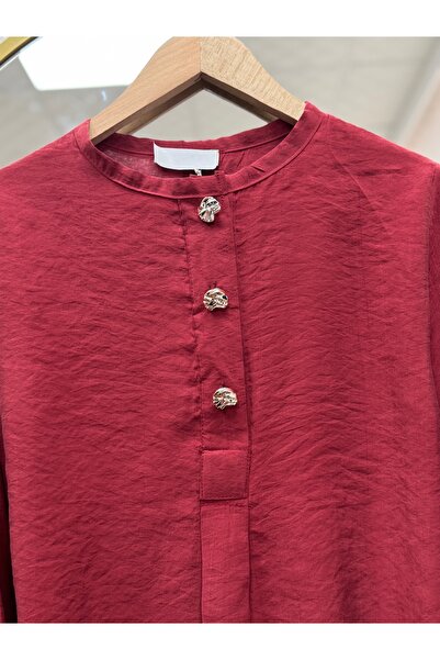 BENAHOLL Σετ παντελόνι Modal Cupra με μπροστινό κουμπί με μπαλόνια Loruna-NL520 Βουργουνδία