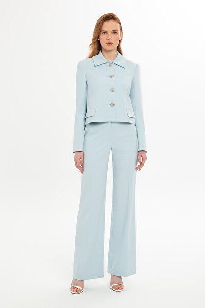 GİZİA Kısa Ceket Ve Pantolonlu Mavi Takım