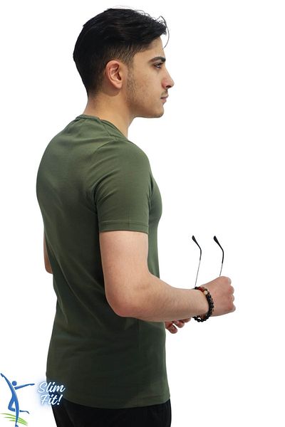 sermoda Men's Slim Fit V-Neck T-Shirt - Slim Fit Basic Casual T-Shirt Khaki