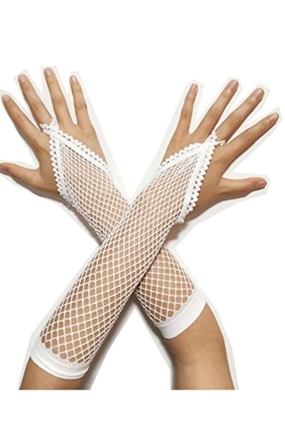 Skygo White Color Flip-Flop Mesh Knitted Gloves 26 cm