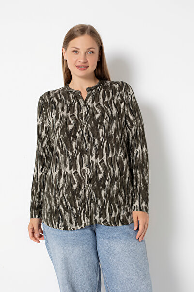 Orly More Πουκάμισο με σχέδιο από ύφασμα βισκόζης μεγάλου μεγέθους