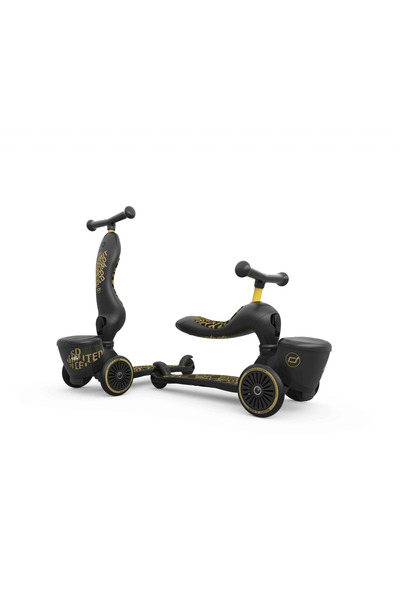 SCOOT AND RIDE Koloběžka, nosič hraček, 2v1, HighwayKick 1 Lifestyle Black Gold, 1-5 let, max. 50 kg