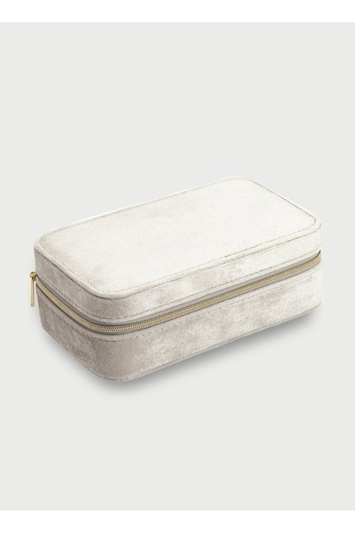 Arzu Güzel Cosmetics Velvet Covered Zipper Jewelry Box for Your Travels, Portable Jewelry Organizer Organizer