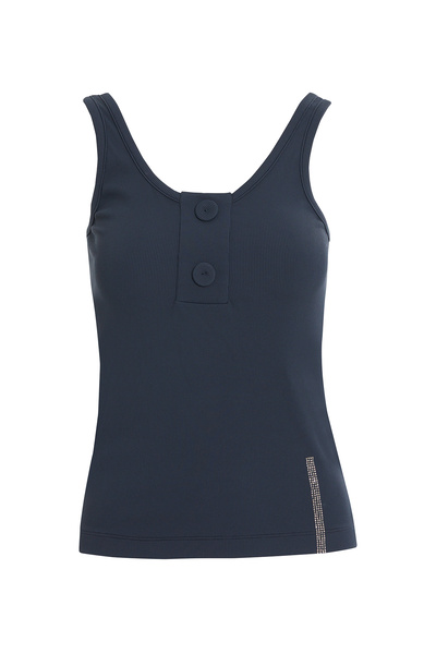 GİZİA Düğme Detaylı Mavi Askılı Bluz