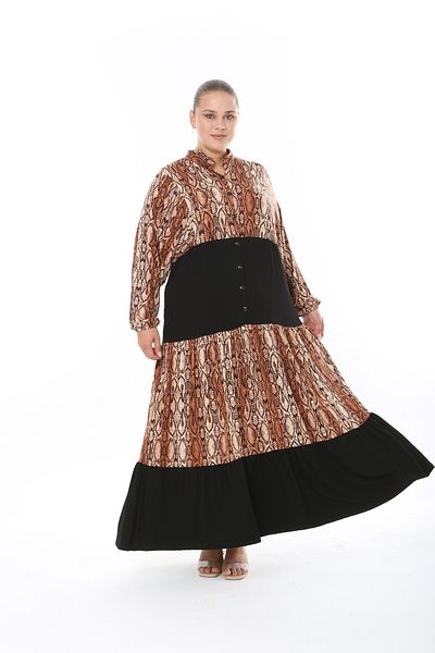 MODA LİZZA Women's Lycra Viscose Plus Size Dress