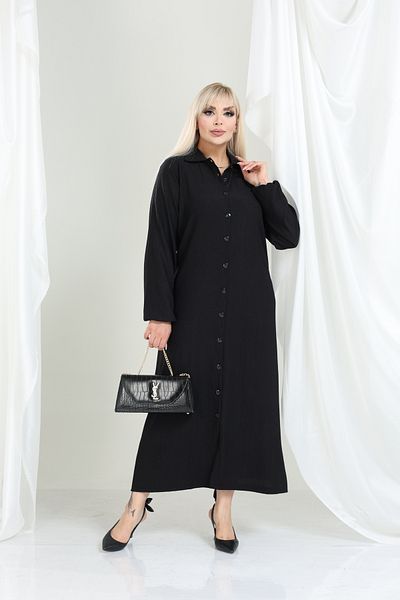 şuranur Wrap-Around Shirt Collar Buttoned Long Dress Suitable for Hijab 2XL 6XL