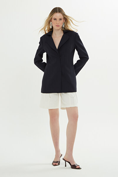 GİZİA Çıt Çıt Kapamalı Astarlı Lacivert Ceket