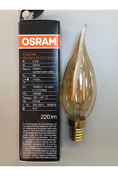 Osram 10 ADET 2,5W=22W=220 LÜMEN E14 RUSTİK KIVRIK LED BUJİ LAMBA