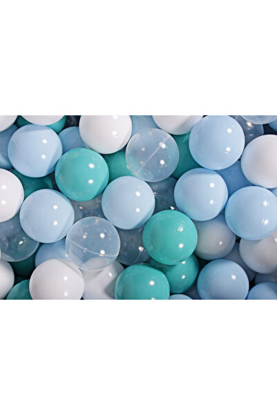 Meowbaby Σετ 200 μπάλες παιχνιδιού 7cm baby blue, τυρκουάζ, διαφανείς, λευκές