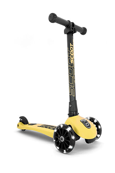 SCOOT AND RIDE Foldable, adjustable scooter, light-up wheels, Highwaykick 3 Led Lemon, 3-6 years, up to 50 kg,