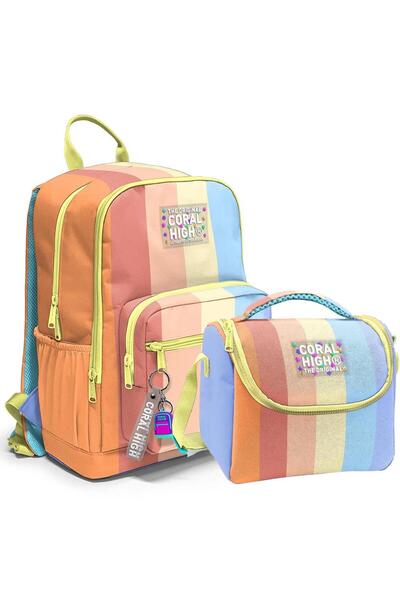 Coral High Set of 2 Patterned School Bag Nutrition 23680