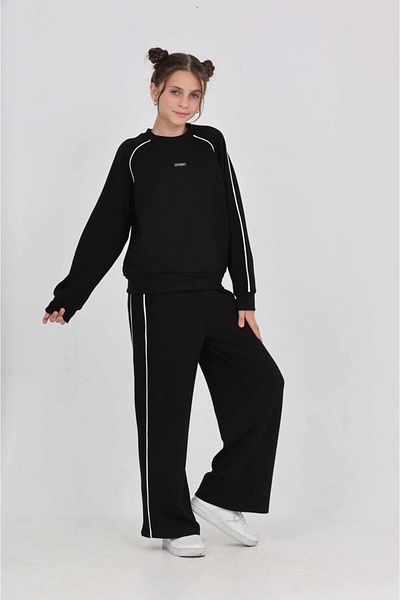 RAPAPA Girl's Oversize Casual Long Sleeve Tracksuit Set 7085 Black