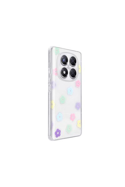 MRCİLETİSİM Xiaomi Redmi Note 14 Pro 4g Case Transparent Daisy Pattern Cover Folk