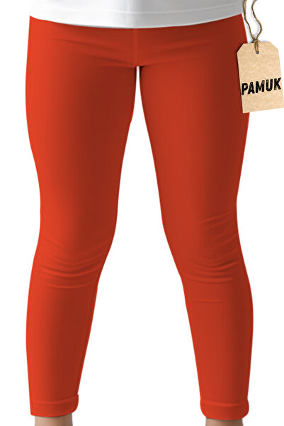 Dolce Destino Girls' Leggings - Orange Cotton Lycra Seasonal Long Children's Leggings