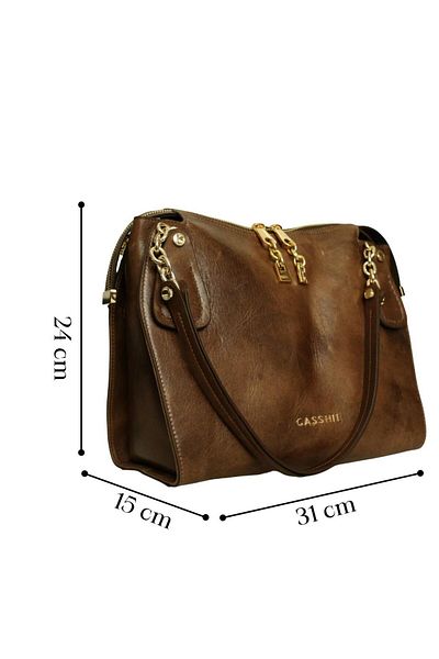 Platin Brown Leather Women Shoulder Bag