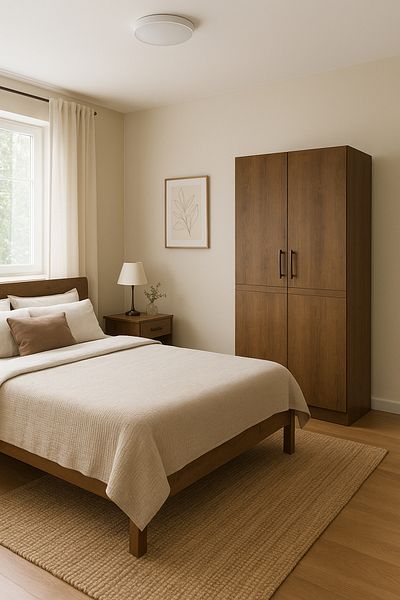 TrentonGCC 2 Door Wooden Wardrobe – Hanging Rod, Shelves & Compact Design – 80 cm Width