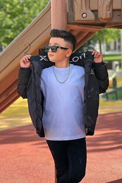 Zaziko Kids Erkek Çocuk Çıkarılabilir Kapüşonlu Baskılı Yakası Detaylı Kışlık Mont KM3501