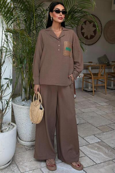 Lijuri Apaj Collar Casual Linen Two-Piece Suit 10109