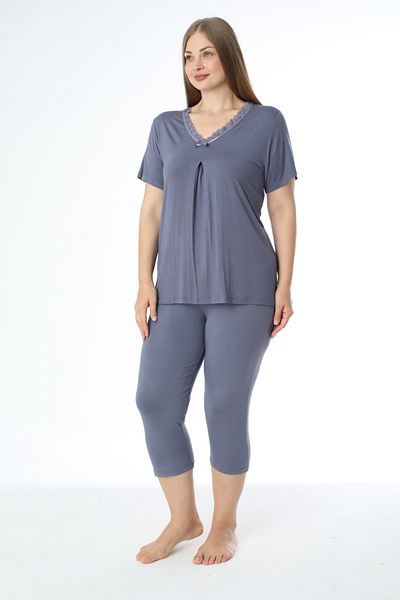 Cotpark Women's Plus Size Viscose Lycra Fabric Short Sleeve Bottom-Top Capri Suit 14524