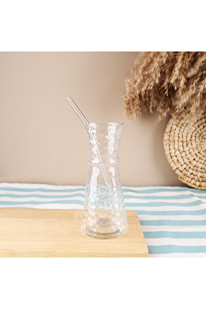 Lüks Sepeti Rosay - Single Heat-Resistant Cold Coffee Beverage Glass Cup with Straw - 245 ml