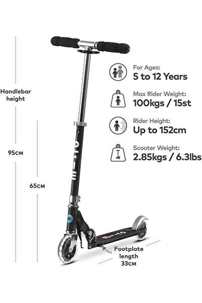 Micro Scooters | Sprite LED Children's Scooter SA0225| Handlebar Adjustable | Front Suspension