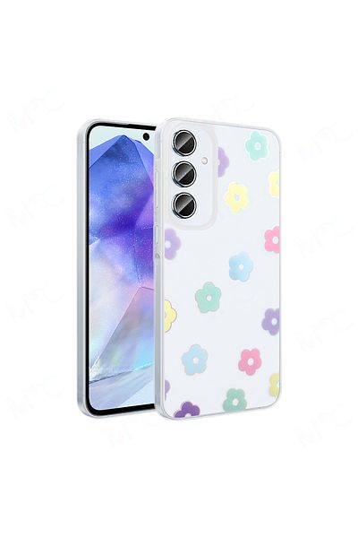 MRCİLETİSİM Samsung Galaxy S24 Fe Case Transparent Daisy Pattern Cover Folk