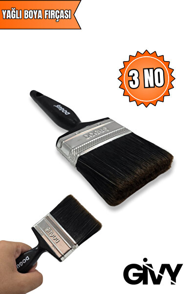 GİVY Doğuş Plastik Saplı Yağlı Boya Fırçası 3 No || 7,5 cm Kestirme Fırça No 3