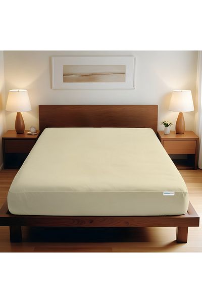 COTTON HOME Supersoft 1 Piece Fitted Sheet 90x190+20cm, Single Size Bed sheet - Beige