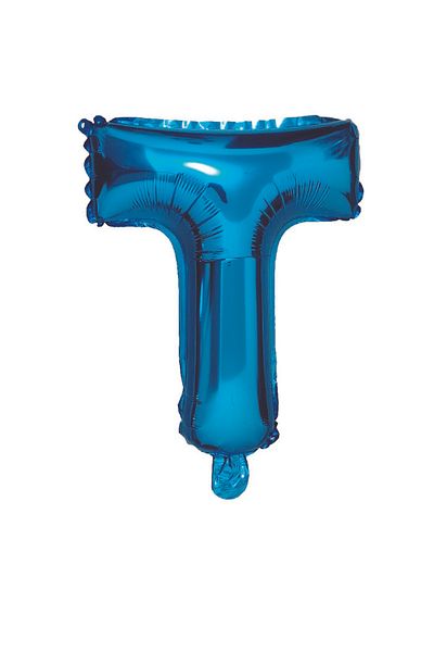 SDX Market Blue Metallic Foil Balloon, Mirific Party, Letter T, 40 cm