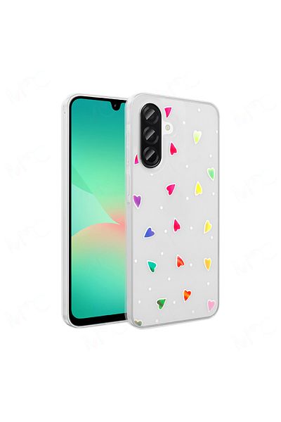 MRCİLETİSİM Samsung Galaxy A56 Case Transparent Heart Pattern Cover Folk