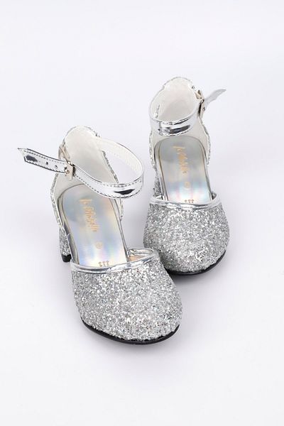 Le Mabelle Silver Glitter Heeled Girl's Shoes