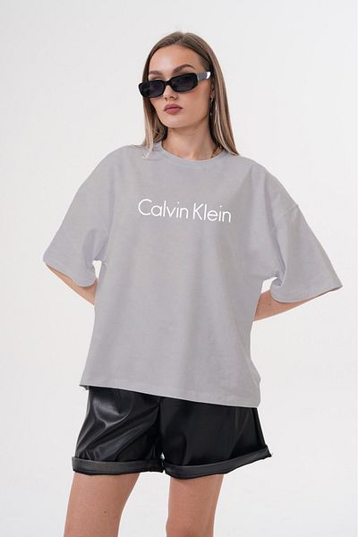 JANSO GROUP -Basic Cotton Oversize T-Shirt with Writing on the Front Detail Large Size