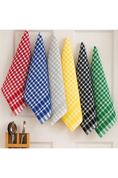 Teksev Pöti Checkered 6-Piece Drying Cloth, Kitchen Towel, Serving Napkin, Nu...