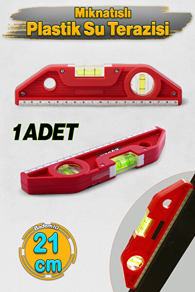 Badem10 21 Cm Plastik Mıknatıslı Su Terazisi Hassas Ölçüm Hizalama Aleti Ciha...