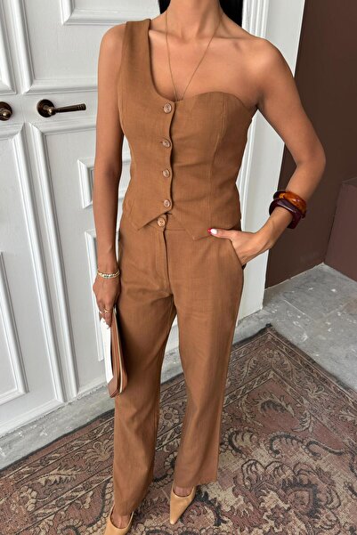 Lijuri One shoulder bustier plazzo pants viscose set 10159 r8-d-k2