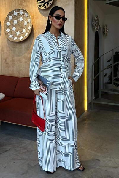 Lijuri Geometric Striped Jesika Fabric Suit 10052